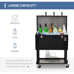 Outsunny 68QT Patio Cooler Ice Chest With Foosball Table Top, Portable Poolside Party Bar Cold Drink Rolling Cart On Wheels With Tray Shelf 24 Outsunny 68QT Patio Cooler Ice Chest With Foosball Table Top, Portable Poolside Party Bar Cold Drink Rolling Cart On Wheels With Tray Shelf -Outsunny aqeecc17e7222ff20