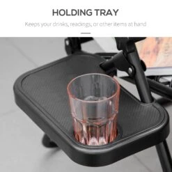 Outsunny Folding Zero Gravity Outdoor Recliner Patio Lounge Chair, Canopy Sun Shade, Headrest, Table Tray, Oxford Fabric, Wine Red -Outsunny b2P88c17f2768dc88