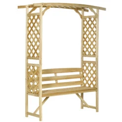 Outsunny Patio Garden Bench, Wooden Bench, Outdoor Bench For Vines/Climbing Plants, Natural