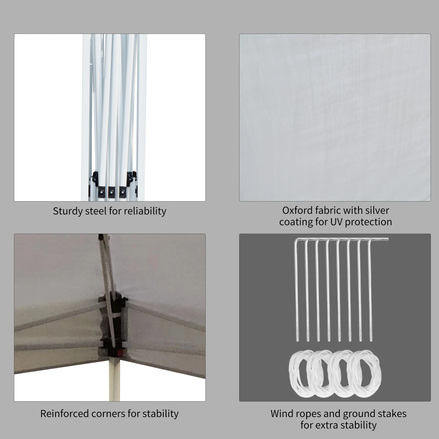 Outsunny 13' X 13' Pop Up Canopy Tent, Instant Sun Shelter, Tents For Parties, Height Adjustable, With Wheeled Carry Bag For Outdoor, Garden, Patio, Parties, White 7 Outsunny 13' X 13' Pop Up Canopy Tent, Instant Sun Shelter, Tents For Parties, Height Adjustable, With Wheeled Carry Bag For Outdoor, Garden, Patio, Parties, White - Image 7