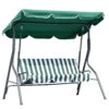 Outsunny 3-Person Patio Swing Chair, Outdoor Canopy Swing Bench With Adjustable Shade, Cushion And Durable Steel Frame, Green