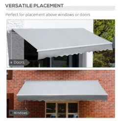 Outsunny 12' X 8' Retractable Awning Patio Awnings Sun Shade Shelter With Manual Crank Handle, 280g/m² UV & Water-Resistant Fabric And Aluminum Frame For Deck, Balcony, Yard, Light Grey 18 Outsunny 12' X 8' Retractable Awning Patio Awnings Sun Shade Shelter With Manual Crank Handle, 280g/m² UV & Water-Resistant Fabric And Aluminum Frame For Deck, Balcony, Yard, Light Grey -Outsunny b8788c1831c0e7331
