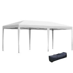 Outsunny 19' X 10' Pop Up Canopy Outdoor Gazebo Party Tent With Carrying Bag, White