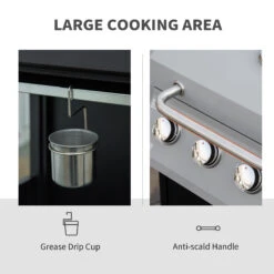 Outsunny 52" Barbecue Grill With Wheels 4+1 Burner Liquid Propane Gas Grill Outdoor Cabinet Style BBQ Trolley W/ Side Burner, Warming Rack, Storage Cabinet -Outsunny bAgd4d17f2768c803