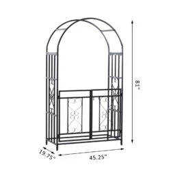 Outsunny Outdoor Metal Garden Arbor Arch With Double Gate, Weather-Fighting Dark Grey Epoxy Coating, & Steel Construction -Outsunny bBW4d217e69fb9de9