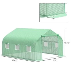 Outsunny Walk-in Tunnel Greenhouse Replacement Cover W/ Zipper Door, 11.5' X 10', Green -Outsunny bKZ83217ed3695be5