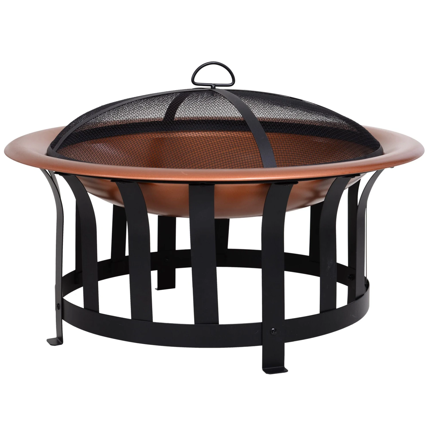 Outsunny Outdoor Round Fire Pit With Protective Mesh Screen For Your Backyard And Patio 10 Outsunny Outdoor Round Fire Pit With Protective Mesh Screen For Your Backyard And Patio - Image 10