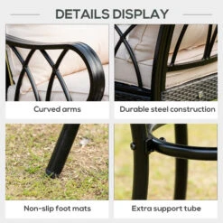 Outsunny 3-Piece Rocking Chair Bistro Set, Wicker Conversation Set, Outdoor Patio Rattan Furniture Set With Tempered Glass Side Table For Garden Or Backyard, Khaki -Outsunny bRSa0917f2768ef67