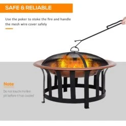 Outsunny Outdoor Round Fire Pit With Protective Mesh Screen For Your Backyard And Patio 18 Outsunny Outdoor Round Fire Pit With Protective Mesh Screen For Your Backyard And Patio -Outsunny bUk75617fcf3ba885