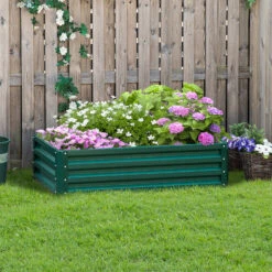 Outsunny 49" X 26" X 12" Backyard Galvanized Metal Raised Garden Bed - Green -Outsunny bWi6ff17fe7fbcb72