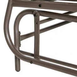 Outsunny Outdoor Glider Bench With Center Table, Metal Frame Patio Loveseat With Breathable Mesh Fabric And Armrests For Backyard Garden Porch, Brown -Outsunny bY16dd180636b4436