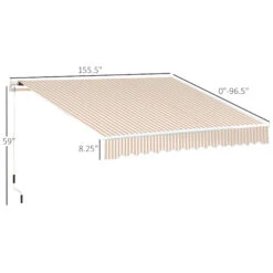 Outsunny 13' X 8' Retractable Awning, Patio Awnings, Sunshade Shelter With Manual Crank Handle, 280g/m² UV & Water-Resistant Fabric And Aluminum Frame For Deck, Balcony, Yard, Beige Stripes -Outsunny bYDc17181a40ada5a
