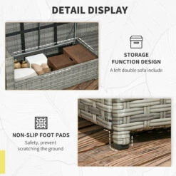 Outsunny 7 Piece Patio Furniture Set, Outdoor L-Shaped Sectional Sofa With 3 Loveseats, 3 Ottoman Chairs, Outside Conversation Set With Dining Table, Cushions, Storage, Mixed Gray -Outsunny bh875618678eca328