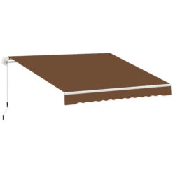 Outsunny 10' X 8' Manual Retractable Sun Shade Patio Awning - Coffee Brown