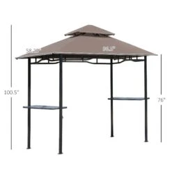 Outsunny 8' Patio BBQ Grill Gazebo Canopy With 2 Tier, Flame Retardant Cover, Large Storage Work Platform And Stylish Utility -Outsunny bzkc1717fe7fb0a5b
