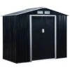 Outsunny 7'x4' Metal Outdoor Shed Organizer & Garden Storage With 4 Vents For Airflow & 2 Easy Sliding Doors - Dark Grey