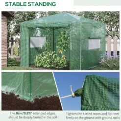 Outsunny 10' X 10' Portable Walk-in Greenhouse, Folding Pop-up, Outdoor Canopy Green House, Roll-Up Zipper Door & 2 Ventilating Side Windows For Growing Flowers, Herbs, Vegetables, Saplings -Outsunny cE8b10183caf7d82a