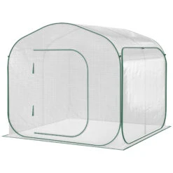 Outsunny 7' X 7' X 6' Garden Portable Pop Up Greenhouse With Side Door & Portable Zipper Bag For Plants & Vegetables White