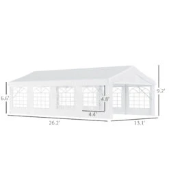 Outsunny 13' X 26' Heavy-duty Outdoor Carport Party Event Tent, Patio Gazebo Canopy Pavilion With 4 Sidewalls, 8 Windows, White -Outsunny cNac17188add54e7d