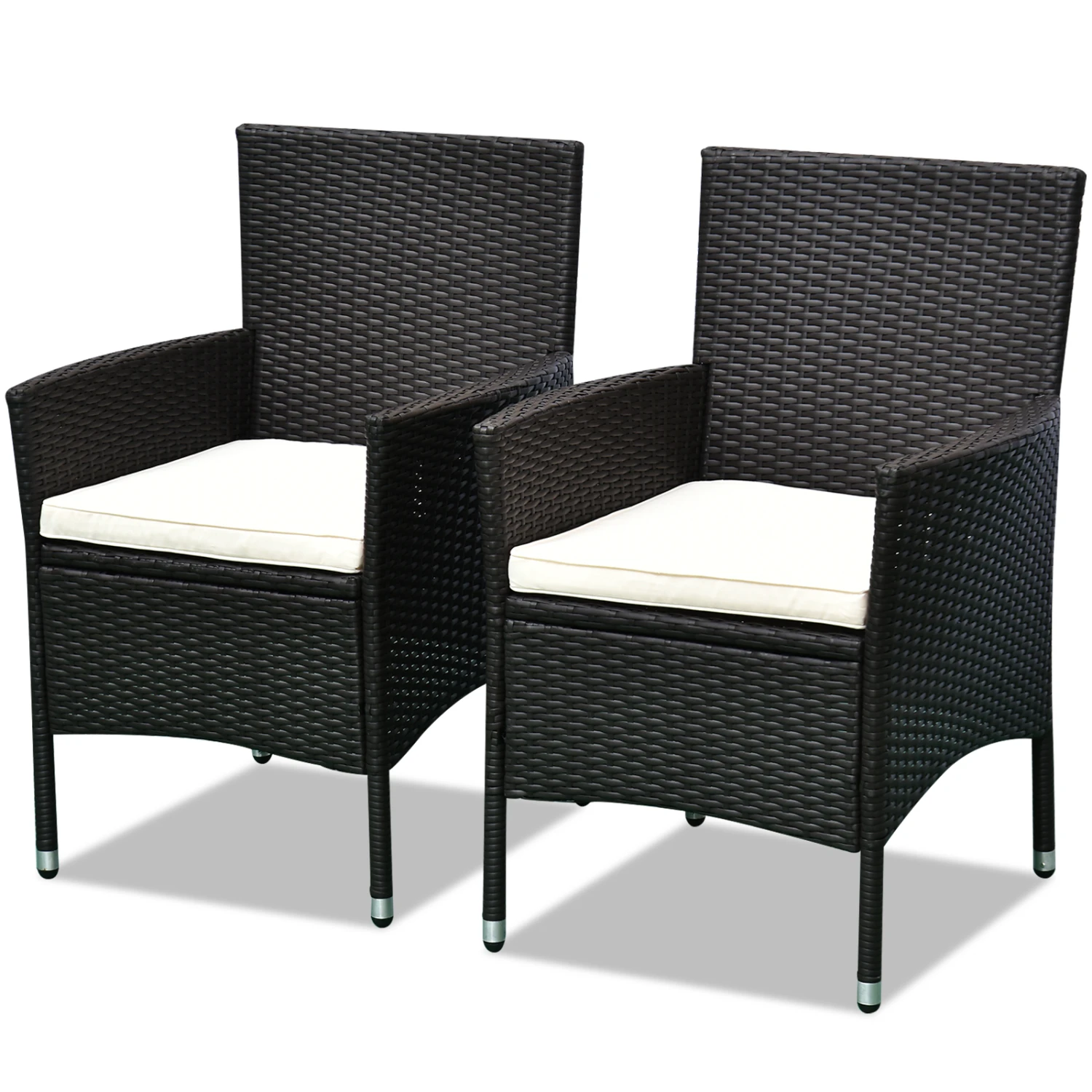 Outsunny 2 PCS Rattan Wicker Dining Chairs With Cushions And Anti-Slip Foot, Patio Stackable Chairs Set For Backyard, Garden, Lawn, Dark Coffee 1 Outsunny 2 PCS Rattan Wicker Dining Chairs With Cushions And Anti-Slip Foot, Patio Stackable Chairs Set For Backyard, Garden, Lawn, Dark Coffee