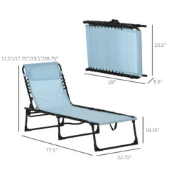 Outsunny Folding Chaise Lounge Pool Chairs, Outdoor Sun Tanning Chairs, Folding, Reclining Back, Steel Frame & Breathable Mesh For Beach, Yard, Patio, Baby Blue 16 Outsunny Folding Chaise Lounge Pool Chairs, Outdoor Sun Tanning Chairs, Folding, Reclining Back, Steel Frame & Breathable Mesh For Beach, Yard, Patio, Baby Blue -Outsunny cXVc17181532bbfc7