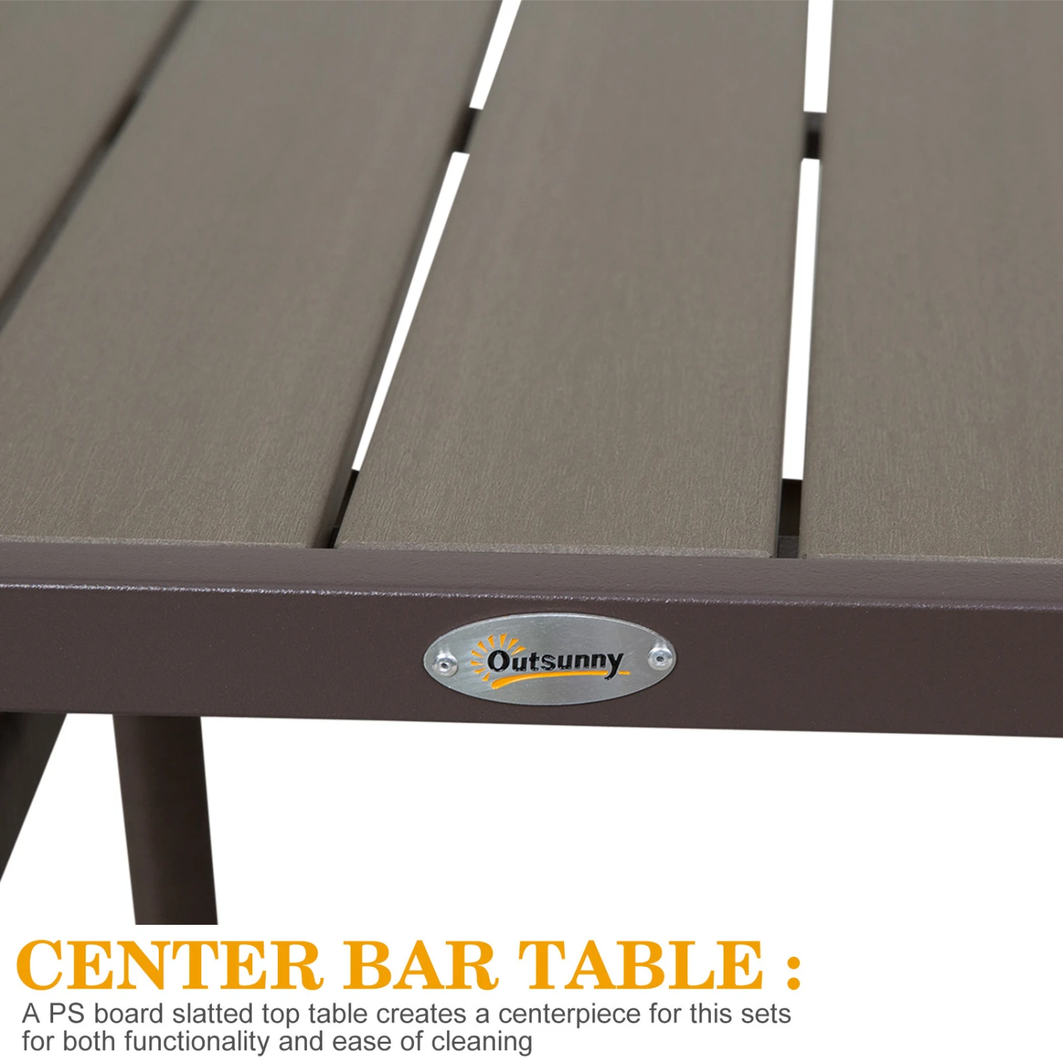 Outsunny 3 PCS Rattan Wicker Bar Set With Wood Grain Top Table And 2 Bar Stools For Outdoor, Patio, Poolside, Garden, Brown 8 Outsunny 3 PCS Rattan Wicker Bar Set With Wood Grain Top Table And 2 Bar Stools For Outdoor, Patio, Poolside, Garden, Brown - Image 8