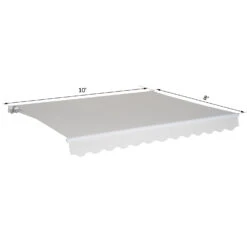 Outsunny 10' X 8' Manual Retractable Sun Shade Patio Awning - Cream White -Outsunny cbf2e517e670cd51e