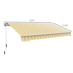 Outsunny 12' X 10' Manual Retractable Awning Outdoor Sunshade Shelter For Patio, Balcony, Yard, With Adjustable & Versatile Design, Yellow And Grey 11 Outsunny 12' X 10' Manual Retractable Awning Outdoor Sunshade Shelter For Patio, Balcony, Yard, With Adjustable & Versatile Design, Yellow And Grey -Outsunny cc0c17181a40ad838