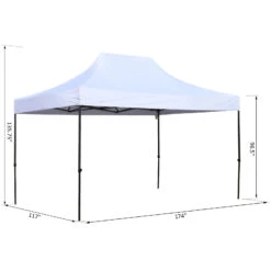 Outsunny 9.7' X 14.5' Folding Gazebo Steel Canopy Party Tent With Pulling Bag - White -Outsunny ce889d17e6ba0b77c