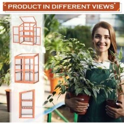 Outsunny Wooden Cold Frame Greenhouse Small Mini Planter Box, 30" L X 24" W X 44" H, Natural 16 Outsunny Wooden Cold Frame Greenhouse Small Mini Planter Box, 30" L X 24" W X 44" H, Natural -Outsunny ceN23217e7134ee43