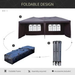 Outsunny 10' X 20' Pop Up Canopy Tent With 4 Sidewalls, Heavy Duty Tents For Parties, Outdoor Instant Gazebo With Carry Bag, For Outdoor, Garden, Patio, Coffee -Outsunny chE25a17e6a20360f