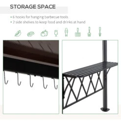 Outsunny Outside Porch BBQ Cooking Pergola Canopy W/ 6 Hooks For Utensils & Double Venting Roof -Outsunny cuw88c18243e75b2b