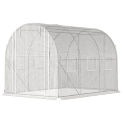 Outsunny 10' X 7' X 7' Walk-in Tunnel Greenhouse, Outdoor Plant Nursery With Anti-Tear PE Cover, Zipper Doors And Mesh Windows, White -Outsunny czg3d6188c3b86e7d