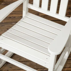 Outsunny Outdoor Rocking Chair, All Weather-Resistant HDPE Rocking Patio Chairs With Rustic High Back, Armrests, Oversized Seat And Slatted Backrest, 350lbs Weight Capacity, White -Outsunny d04d4d188b2322e79