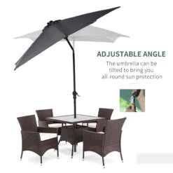 Outsunny 9' X 7' Patio Umbrella Outdoor Table Market Umbrella With Crank, Solar LED Lights, 45° Tilt, Push-Button Operation, For Deck, Backyard, Pool And Lawn, Dark Grey -Outsunny d1Jb101815340c7aa