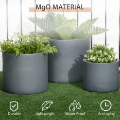 Outsunny Set Of 3 Outdoor Planter Set, 13/11.5/9in, MgO Flower Pots With Drainage Holes, Outdoor Ready & Stackable Plant Pot For Indoor, Entryway, Patio, Yard, Garden 13 Outsunny Set Of 3 Outdoor Planter Set, 13/11.5/9in, MgO Flower Pots With Drainage Holes, Outdoor Ready & Stackable Plant Pot For Indoor, Entryway, Patio, Yard, Garden -Outsunny d5J88c18871528b39
