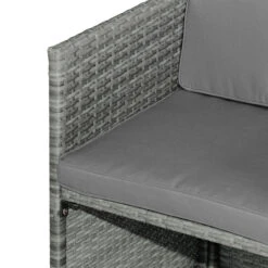 Outsunny 9-Piece Outdoor PE Rattan Wicker Patio Dining Set, Cushions, 4 Armchairs, 2 Easy-Store Ottoman Footrests, 1 Tempered Glass Center Coffee Table, Dark Grey -Outsunny d7nd4d18181c28c2b