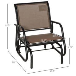 Outsunny Porch Glider, Metal Frame Swing Glider Chair With Breathable Mesh Fabric, Curved Armrests And Steel Frame For Garden, Poolside, Backyard, Balcony, Brown -Outsunny dDDc17188d22b0d04
