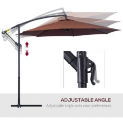 Outsunny 10' Cantilever Hanging Tilt Offset Patio Umbrella With UV & Water Fighting Material And A Sturdy Stand, Brown -Outsunny dDe88c1815d99346e