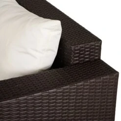 Outsunny Patio Outdoor Sofa, PE Rattan Wicker Loveseat, Outdoor Couch With 2 Throw Pillows & Comfortable Cushions, Cream White -Outsunny dJU78a17e6afbed0e