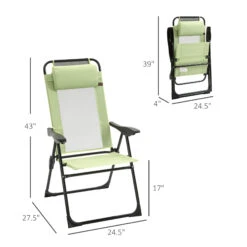 Outsunny Set Of 2 Portable Folding Outdoor Recliners W/ Adjustable Backrest, Green -Outsunny dMd01f17ed30ddc6f