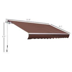 Outsunny Outside Residential Pop-Out Polyester Awning W/ UV & Rain Protection Brown -Outsunny dOlc17181a40ad942