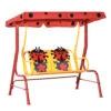 Outsunny 2-Seat Kids Patio Canopy Swing, W/ Adjustable Awning. Seat Belt, Ladybird Pattern