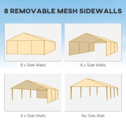 Outsunny 10' X 28' Party Tent Canopy, Outdoor Event Shelter Gazebo With 8 Removable Mesh Sidewalls, Zipper Doors, Steel Frame, White -Outsunny dRrb10187565e24dc