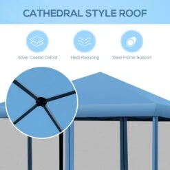 Outsunny 10' X 10' Pop Up Canopy Tent With Netting, Instant Gazebo, Ez Up Screen House Room With Carry Bag, Height Adjustable, For Outdoor, Garden, Patio, Light Blue -Outsunny dVQ87417ed30dc2da