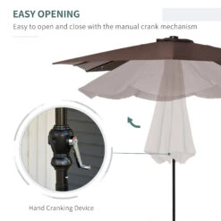 Outsunny 9' X 7' Patio Umbrella Outdoor Table Market Umbrella With Crank, Solar LED Lights, 45° Tilt, Push-Button Operation, For Deck, Backyard, Pool And Lawn, Brown -Outsunny dZk88c1815340c56e