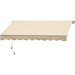 Outsunny 10' X 8' Manual Retractable Awning Sun Shade Shelter For Patio Deck Yard With UV Protection And Easy Crank Opening, Beige