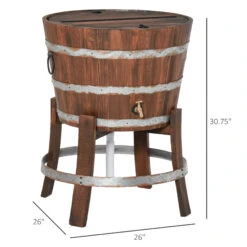 Outsunny 13 Gallons Retro Style Wooden Cooler Ice Bucket With Support Frame, Foldable Flip Cover, And Drain Faucet -Outsunny ddUc1717fe87adca2