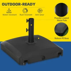 Outsunny Patio Umbrella Base With Wheels, 53lbs Water Or 66lbs Sand Filled, Heavy Duty Outdoor Umbrella Stand Holder, Black -Outsunny dsxf391896daaacf2