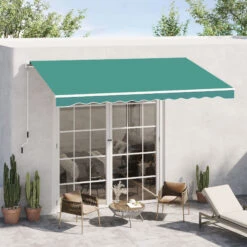 Outsunny 10' X 8' Manual Retractable Awning Sun Shade Shelter For Patio Deck Yard With UV Protection And Easy Crank Opening, Green -Outsunny dtf6ff1831c07c869
